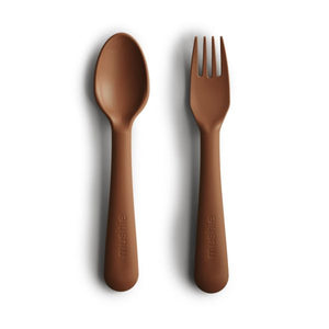 Mushie Fork and Spoon Set, Caramel