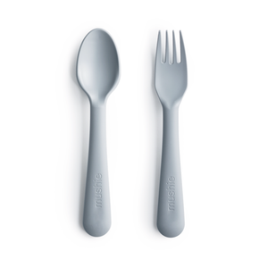 Mushie Fork and Spoon Set, Cloud