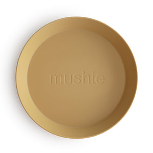 Mushie Round Dinner Plate, Mustard - Set of 2