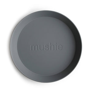 Mushie Round Dinner Plate, Smoke - Set of 2