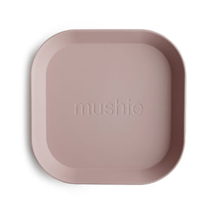 Mushie Square Dinner Plate, Blush - Set of 2